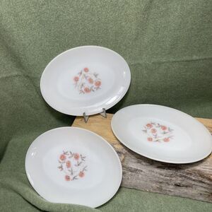 3 x VTG 12x9 Fire King Fleurette Milk Glass Oval Serving Platter‎ Garden party